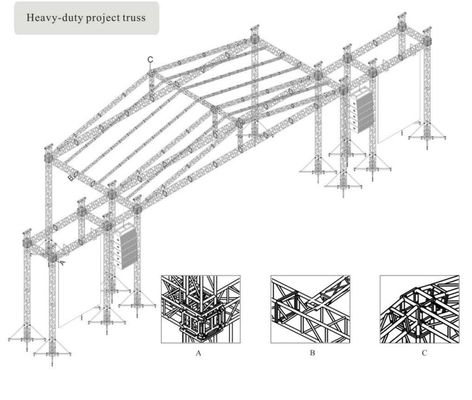 Aangepaste kleuren vierkant podium dak truss systeem voor verlichting en audio-apparatuur